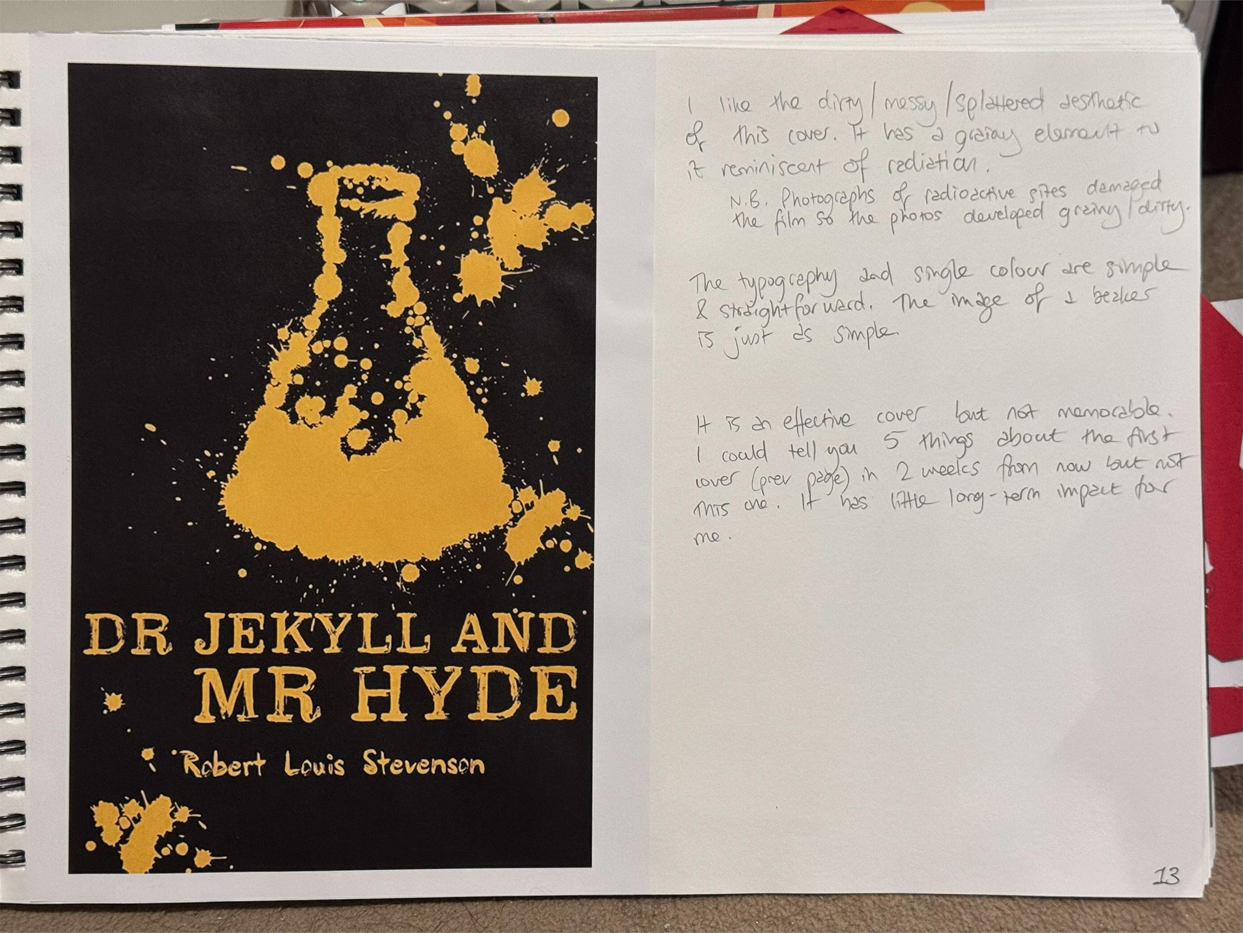 research page in sketchbook of previous publication of dr jekyll and mr hyde - yellow corrosive flask image